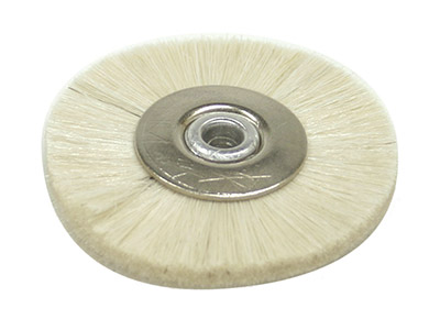 White Bristle Lathe Brush 2 Soft  White-metal Centre