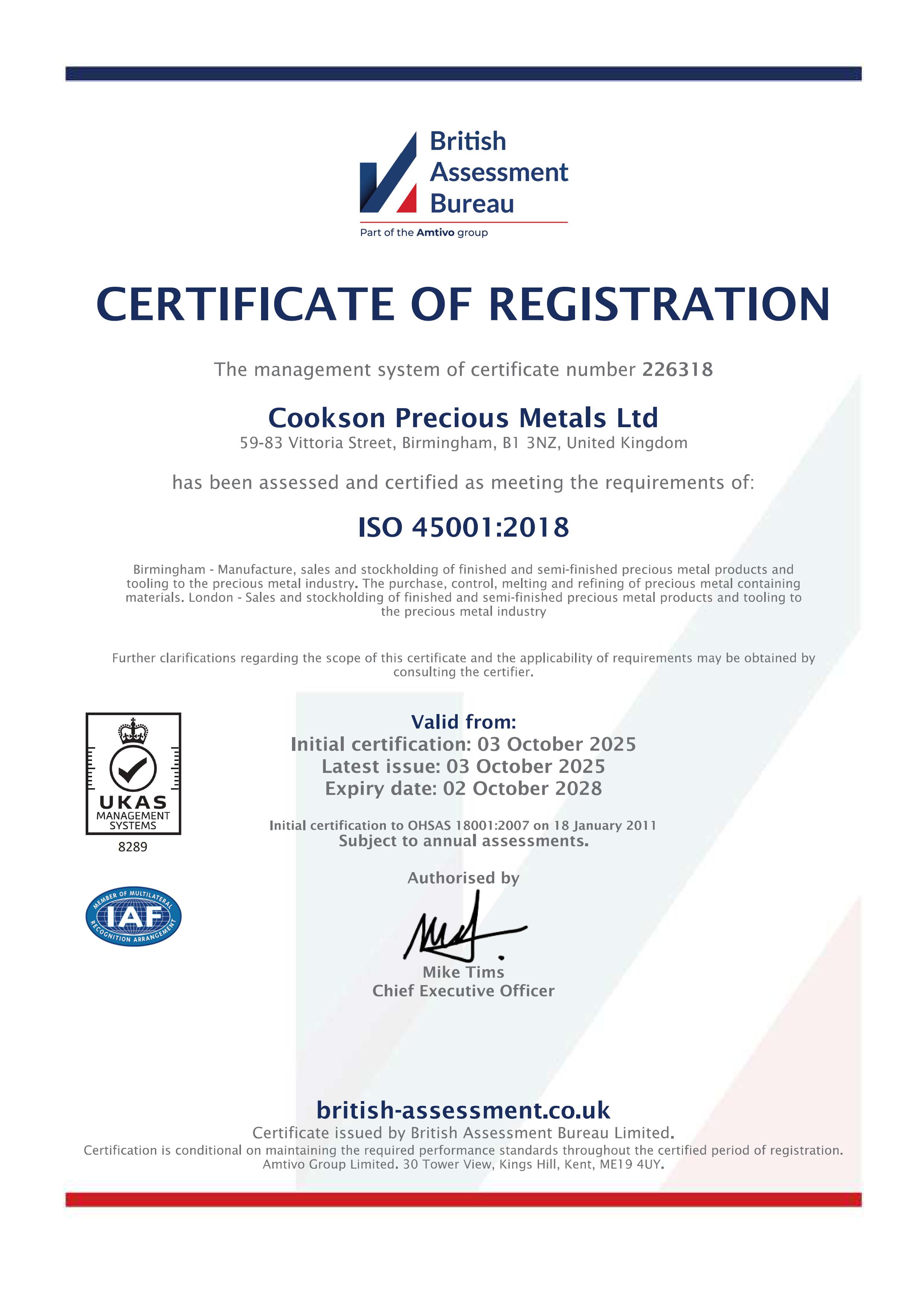 ISO14001:2015 Certificate